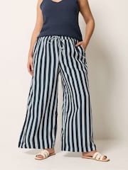 Yours Curve Blue Wide Leg Trousers - Image 1 of 5