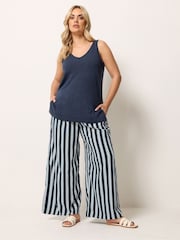 Yours Curve Blue Wide Leg Trousers - Image 2 of 5