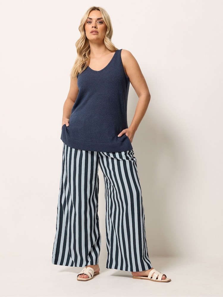 Yours Curve Blue Wide Leg Trousers - Image 2 of 5