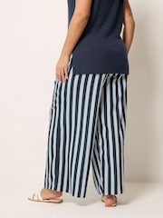 Yours Curve Blue Wide Leg Trousers - Image 3 of 5