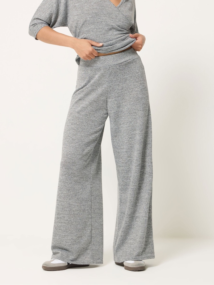PixieGirl Petite Grey Soft Touch Wide Leg Trousers - Image 2 of 5 PixieGirl Petite Grey Soft Touch Wide Leg Trousers - Image 2 of 5