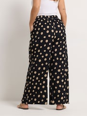 Yours Curve Black Spot Print Textured Trousers - Image 3 of 5