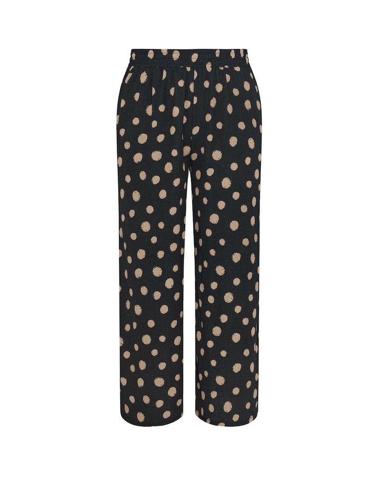 Yours Curve Black Spot Print Textured Trousers - Image 5 of 5 Yours Curve Black Spot Print Textured Trousers - Image 5 of 5