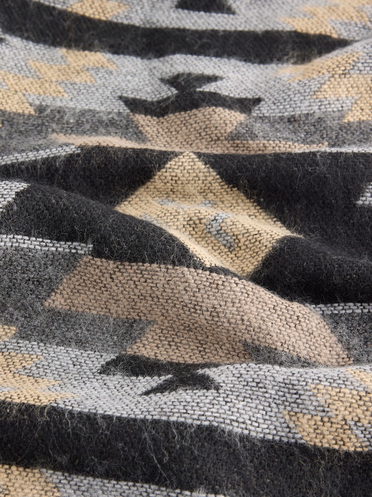 Grey Woven Pattern Knitted Scarf - Image 7 of 7