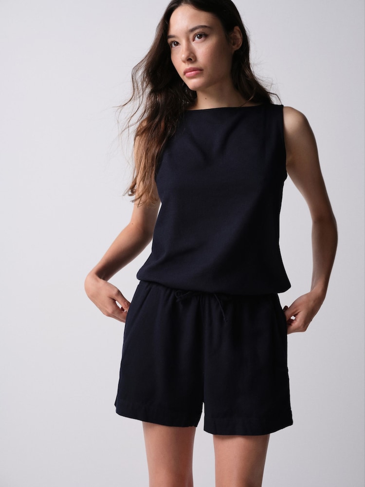 The Set Shorts With Linen Navy Blue/White - Image 2 of 13
