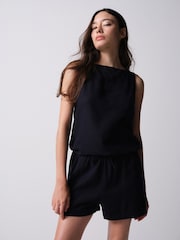 The Set Shorts With Linen Navy Blue/White - Image 4 of 13