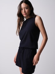 The Set Shorts With Linen Navy Blue/White - Image 5 of 13