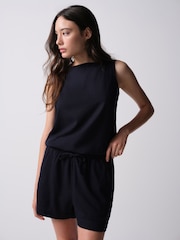 The Set Shorts With Linen Navy Blue/White - Image 6 of 13