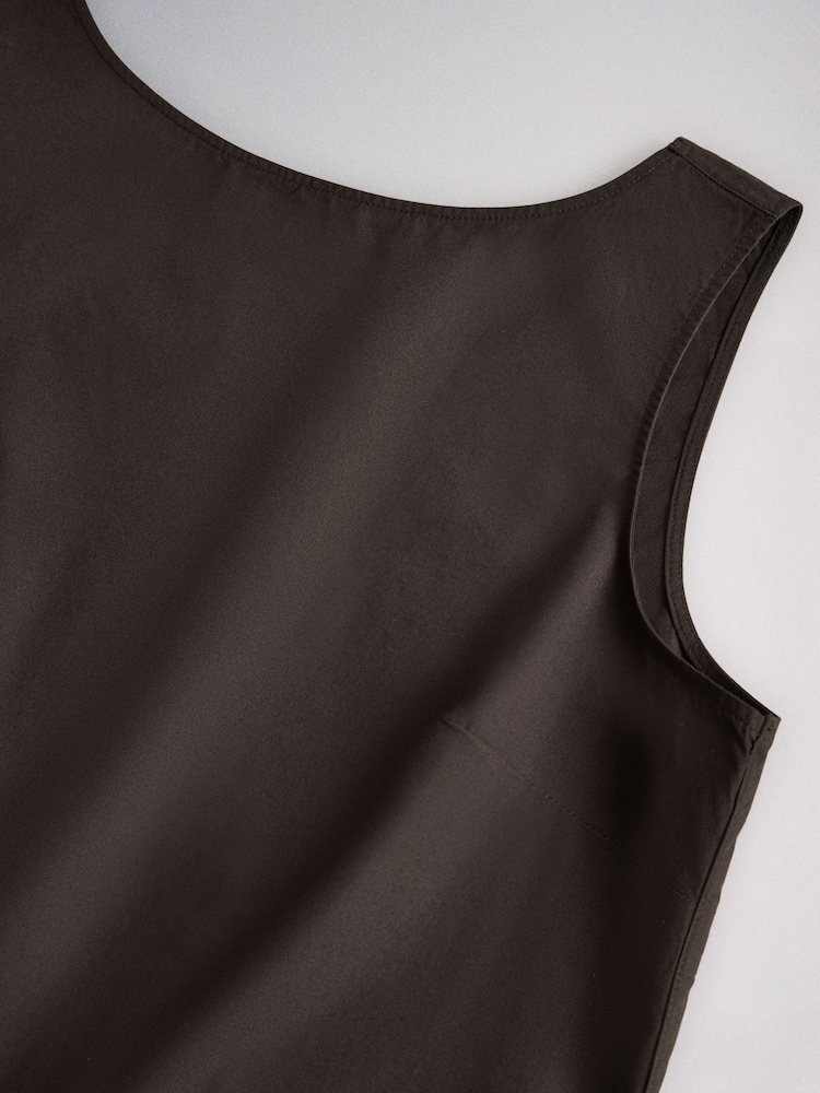 The Set 2 Pack Cotton Mini Shift Dress Chocolate Brown/White - Image 10 of 10
