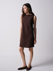 The Set 2 Pack Cotton Mini Shift Dress Chocolate Brown/White - Image 3 of 10