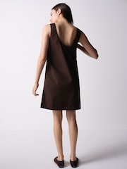 The Set 2 Pack Cotton Mini Shift Dress Chocolate Brown/White - Image 5 of 10