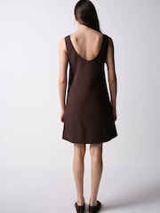 The Set 2 Pack Cotton Mini Shift Dress Chocolate Brown/White - Image 6 of 10