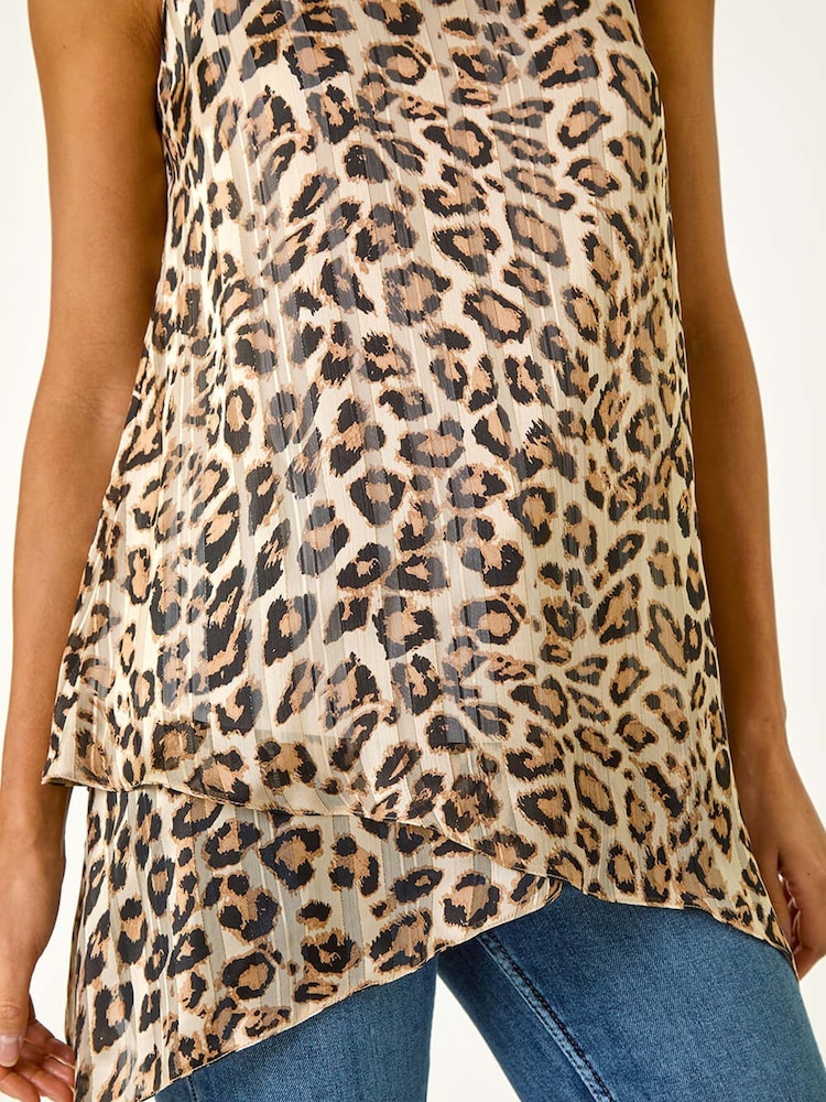 Roman Natural Animal Print Wrap Hem Tunic Top - Image 5 of 5
