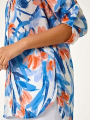 Roman Blue Floral Print Longline Blouse - Image 5 of 5