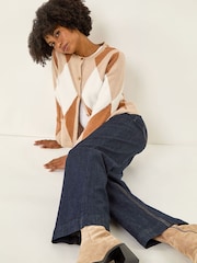 Roman Blue Cotton Blend Wide Leg Stretch Denim Trousers - Image 2 of 10