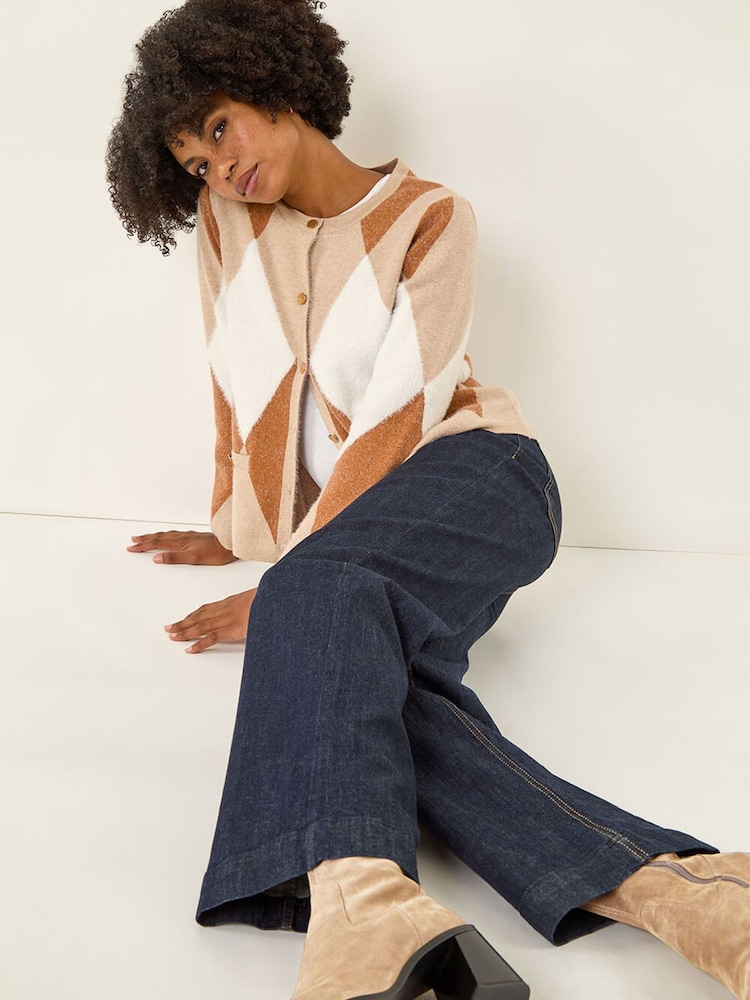 Roman Blue Cotton Blend Wide Leg Stretch Denim Trousers - Image 2 of 10