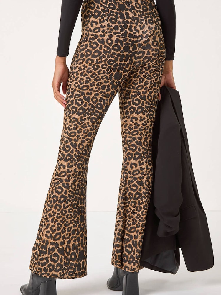 Roman Animal Print Flare Stretch Trousers - Image 2 of 5