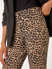 Roman Animal Print Flare Stretch Trousers - Image 5 of 5