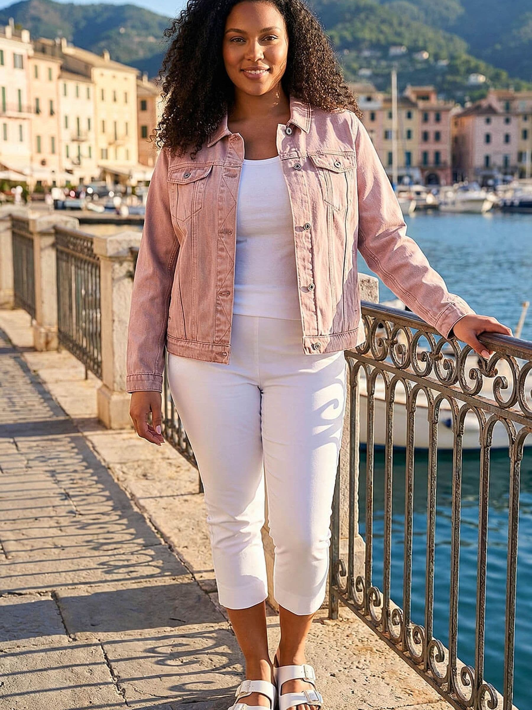 Roman Women's Rose Curve Cotton Denim Jacket In | : 22/24 - Image 3