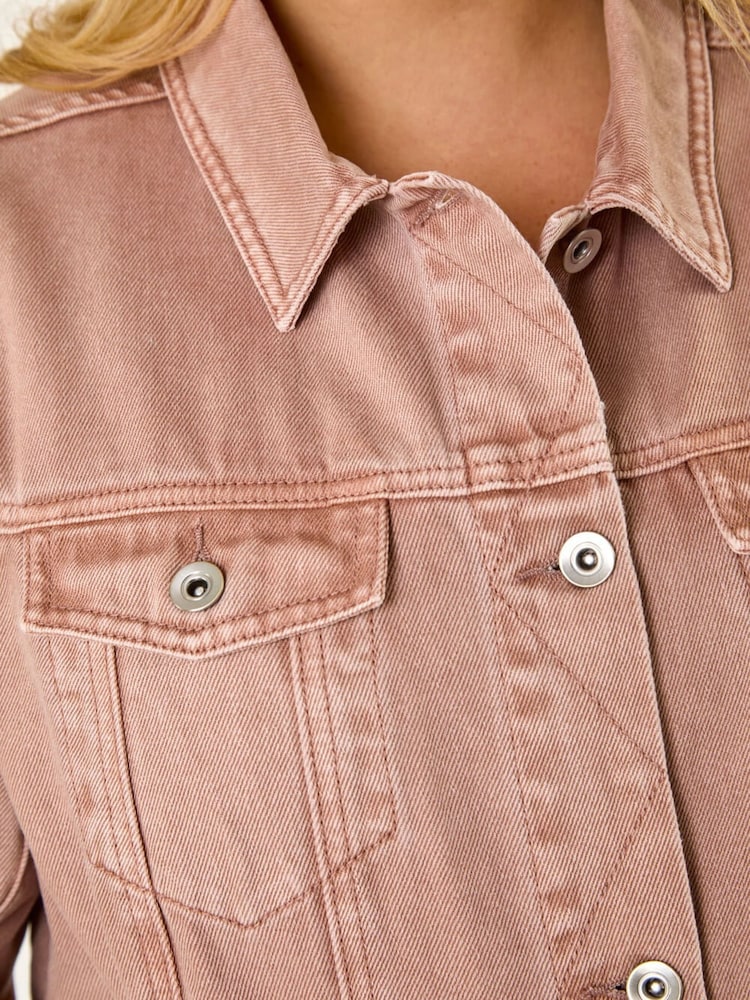 Roman Pink Curve Mid Wash Denim Jacket - Image 5 of 5