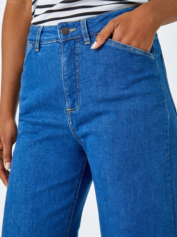Roman Blue Stretch Denim Culottes - Image 6 of 6 Roman Blue Stretch Denim Culottes - Image 6 of 6