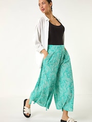 Roman Green Geometric Print Cullotte Trousers - Image 3 of 5