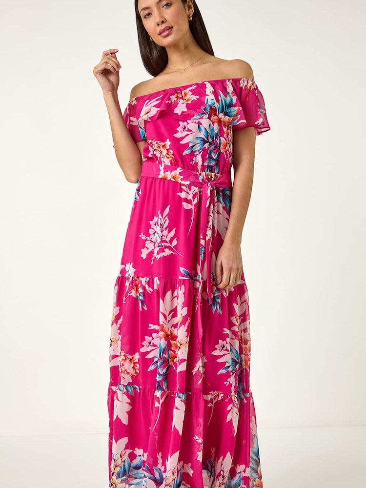 Roman – geblümtes Bardot-Maxikleid mit Gürtel - Bild 1 von 5