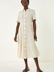 Roman Natural Embroidery Detail Tiered Midi Dress - Image 1 of 5