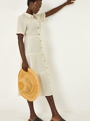 Roman Natural Embroidery Detail Tiered Midi Dress - Image 2 of 5