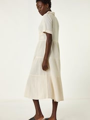 Roman Natural Embroidery Detail Tiered Midi Dress - Image 3 of 5