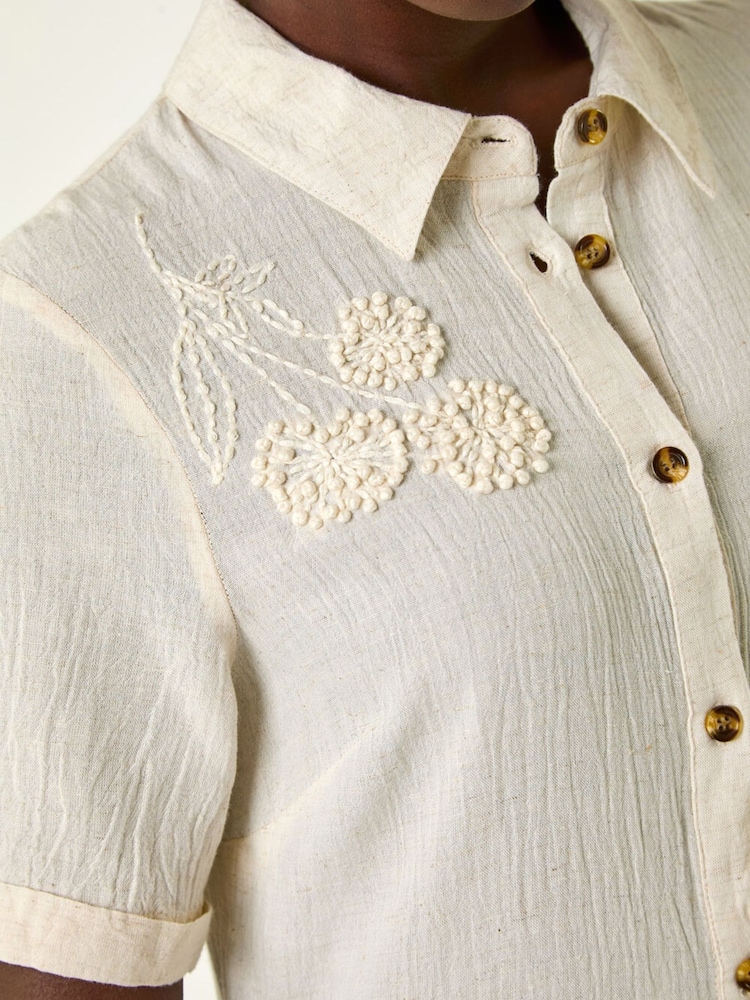 Roman Natural Embroidery Detail Tiered Midi Dress - Image 5 of 5