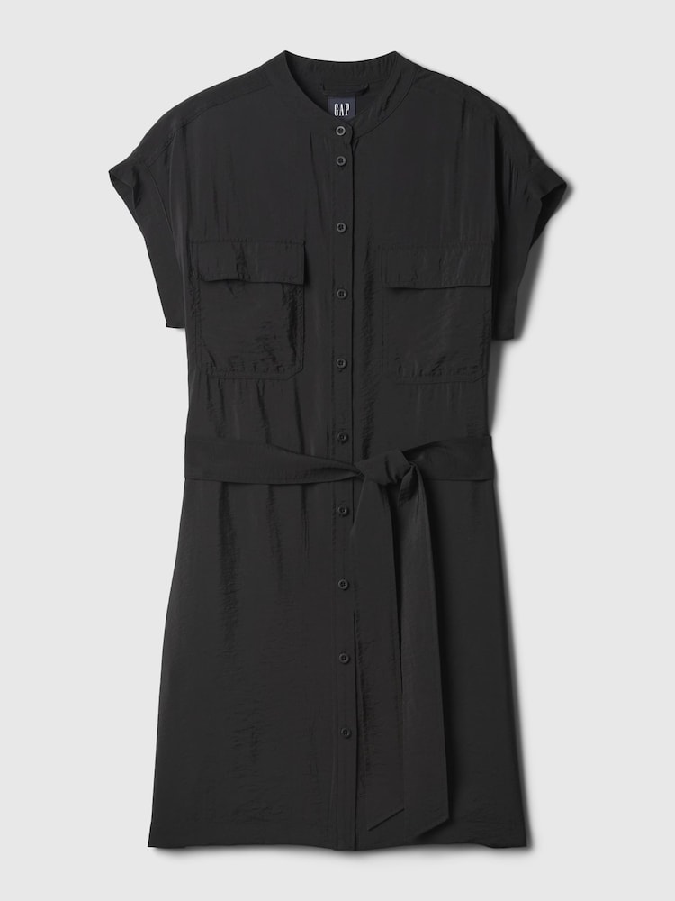 Gap Black Utility Mini Shirt Dress - Image 5 of 5 Gap Black Utility Mini Shirt Dress - Image 5 of 5