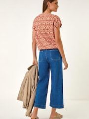 Roman Orange Geo Print Bubble Hem Top - Image 4 of 5