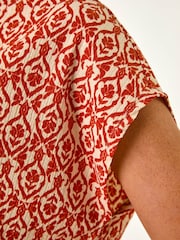Roman Orange Geo Print Bubble Hem Top - Image 5 of 5