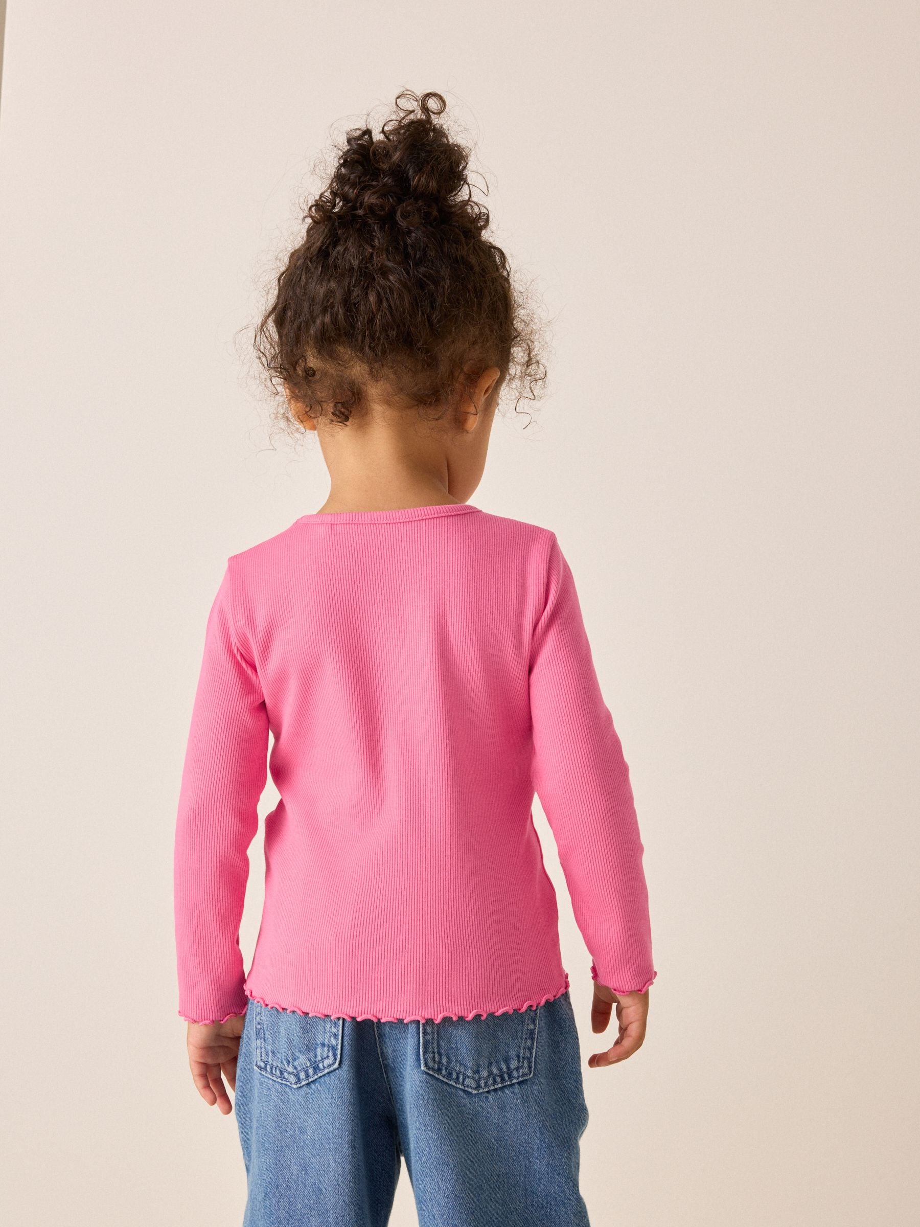 Buy Pink Goose Rib Long Sleeve T-Shirt (3mths-7yrs) from Next USA