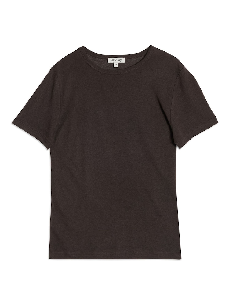 Albaray Brown Linen T-Shirt - Image 4 of 4 Albaray Brown Linen T-Shirt - Image 4 of 4