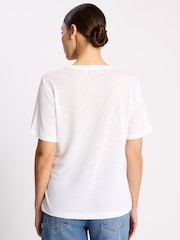 Albaray White Linen V-Neck T-Shirt - Image 2 of 4