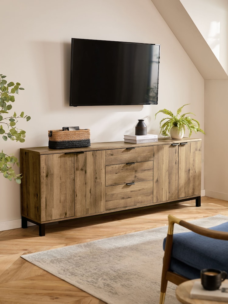 Dark Bronx Oak Effect Sideboard - Image 1 of 11 Dark Bronx Oak Effect Sideboard - Image 1 of 11