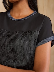 Love & Roses Black Fringe Detail Jersey Top - Image 2 of 4