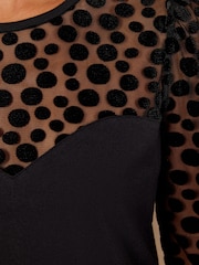 Love & Roses Black Polka Dot Mesh Long Sleeve Jersey Top - Image 5 of 5