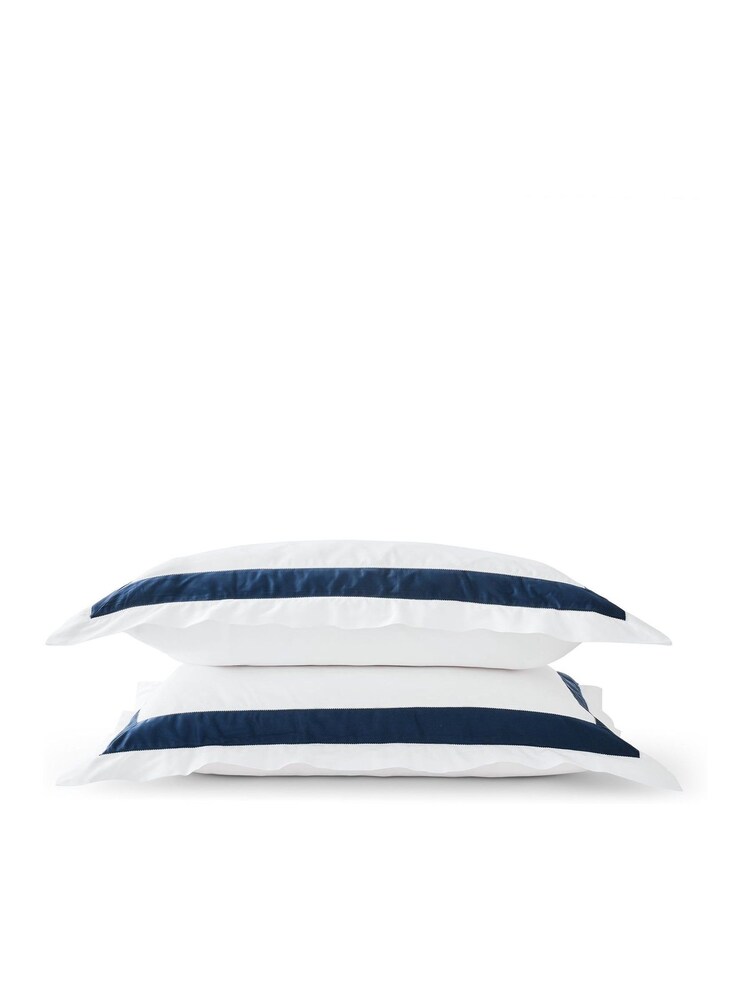 Christy Navy Blue Balmoral Luxury Cotton Sateen Pillowcase Pair - Image 1 of 2