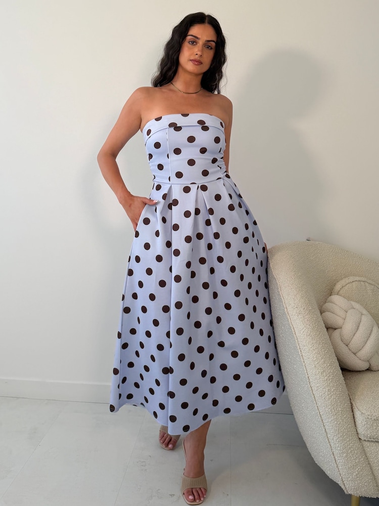 blue polka dot strapless dress Buy Girl In Mind Pale Danni Bandeau Midi from Next USA Blush by Alexia 12117 short-sleeve-dress This stunning design features Color:Peacock