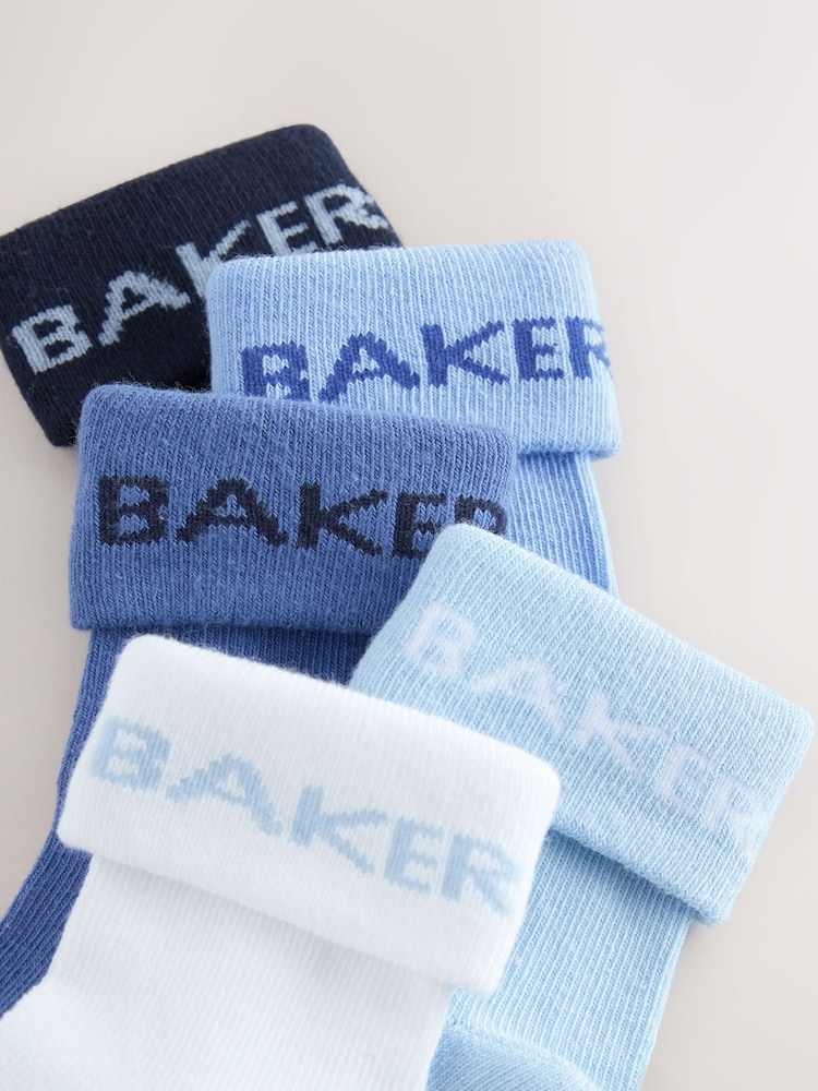 Baker by Ted Baker Blue Baker by Ted Baker Roll Top Socks 5 Pack - Image 6 of 6