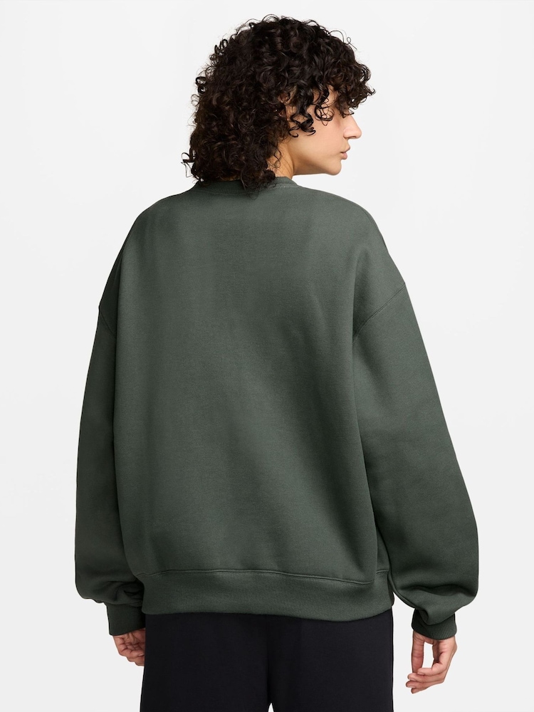 Camo Zeleno - Nike Studio Fleece predimenzionirana majica Okrugli izrez - Slika 2 od 3