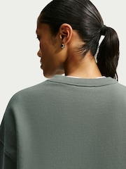 Nike Camo Green Studio Fleece Oversized Crew Neck Sweat Top - Image 5 of 6