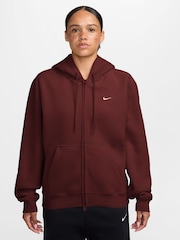 Nike Burgundy Studio Fleece Plush Full-Zip Hoodie - Image 1 of 3