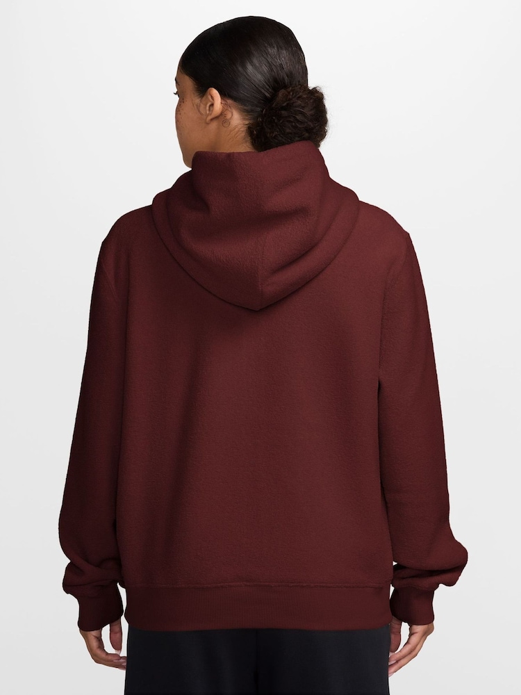 Nike Burgundy Studio Fleece Plush Full-Zip Hoodie - Image 2 of 3