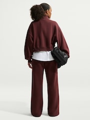 Burgundy - Nike Studio Fleece Oversized 1/4-Κροπ μπλούζα με φερμουάρ - Εικόνα 5 από 6
