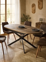 Dark Natural Bronx 6 to 8 Seater Extending Dining Table - Image 2 of 11