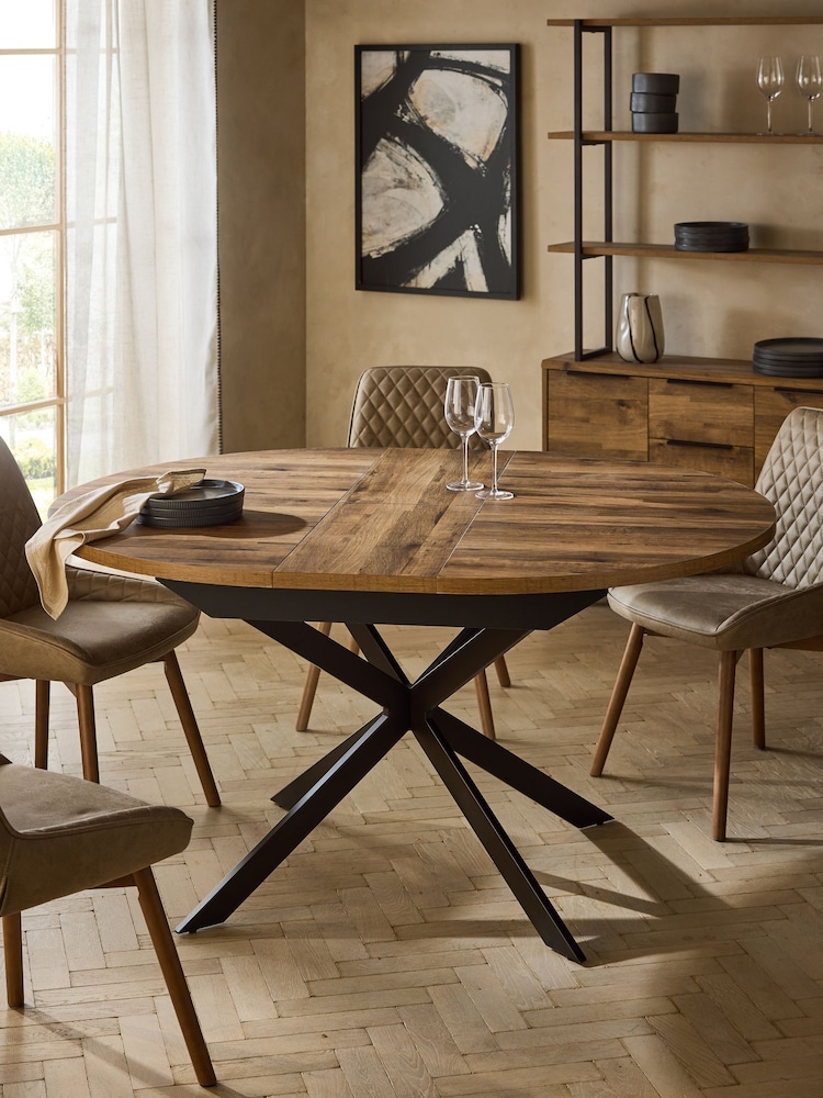 Dark Natural Bronx 4 to 6 Seater Extending Dining Table - Image 2 of 19
